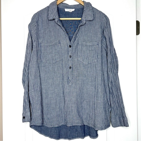 BeachLunchLounge blue Striped Top size large - Picture 1 of 7